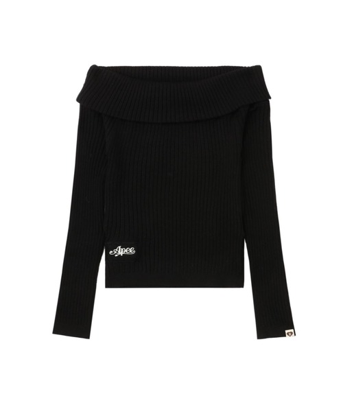 A BATHING APE（アベイシングエイプ）の「OFF SHOULDER RIB SWEATER（ニット/セーター・レディース・グレー/ブラック・X-SMALL）」の2枚目の写真
