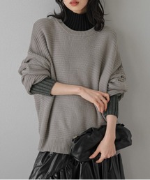 レイヤード風配色ニットトップス