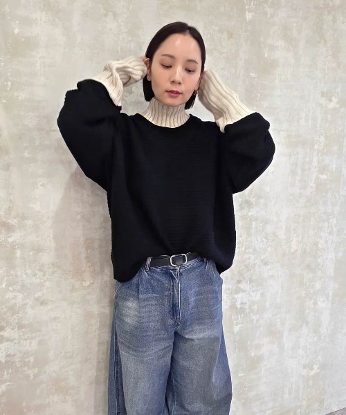 SUGAR BISKET(シュガービスケット)の「レイヤード風配色ニットトップス(ニット/セーター・レディース・マルチ/ベージュ/グレー/ブラウン/ブラック・フリー)」の14枚目の写真