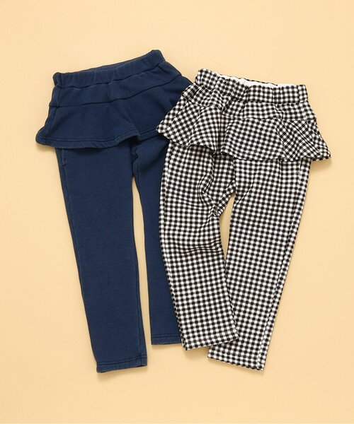 apres les cours（アプレレクール）の「【裏シャギー】あったかペプラムパンツ/7days Style pants（その他パンツ・キッズ・チェック/インディゴブルー・90/100/110/120/130/80）」の4枚目の写真