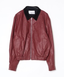 BLANK HOTEL（ブランクホテル）の「Corduroy Collar Faux Leather Embroideried Blouson / バック刺繍フェイクレザーブルゾン（ブルゾン）」