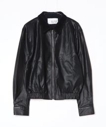 BLANK HOTEL | Back Embroideried Corduroy Collar Faux Leather Blouson / コーデュロイ襟バック刺繍フェイクレザーブルゾン(ブルゾン)