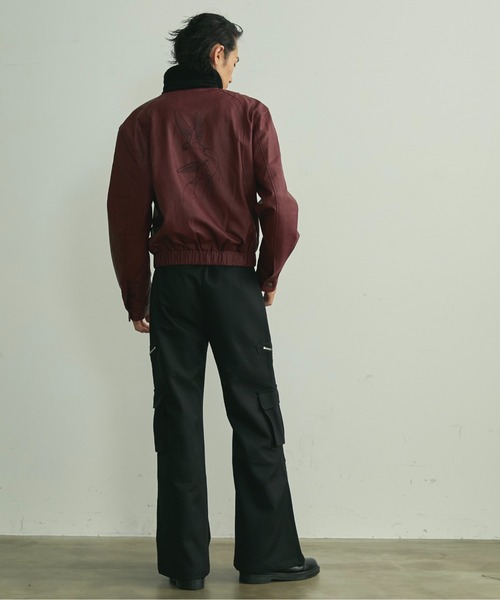 BLANK HOTEL（ブランクホテル）の「Back Embroideried Corduroy Collar Faux Leather Blouson / コーデュロイ襟バック刺繍フェイクレザーブルゾン（ブルゾン・メンズ・ブラック/レッド・M/L）」の18枚目の写真