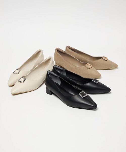 green label relaxing(グリーンレーベルリラクシング)の「ポインテッド バックル パンプス 晴雨兼用 撥水(パンプス・レディース・ベージュ/オフホワイト/ブラック・25cm/24.5cm/24cm/23.5cm/23cm/22.5cm)」の22枚目の写真