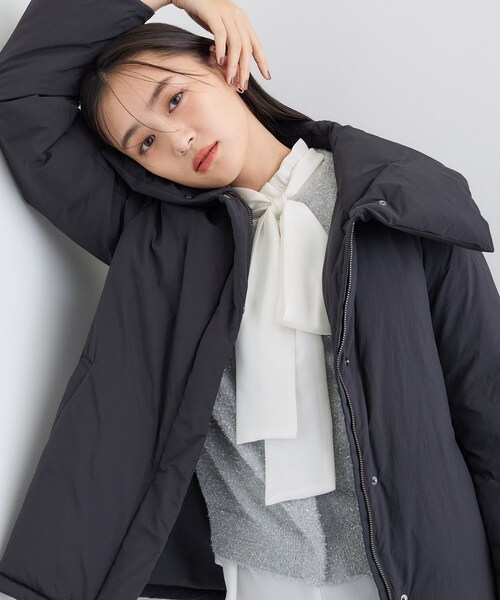 セール】【撥水／洗える／デザイン衿】ステッチレス ショートダウン