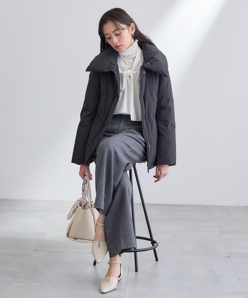 セール】【撥水／洗える／デザイン衿】ステッチレス ショートダウン