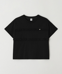 PENDANT LINE FRILL BASIC FIT T SHIRT BLACK
