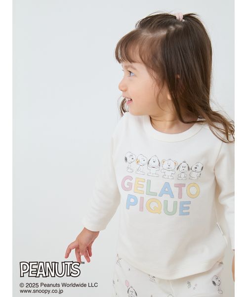 gelato pique(ジェラートピケ)の「【PEANUTS PUPPIES】【BABY】ワンポイントロンT(ベビーパジャマ/スリーパー・キッズ・オフホワイト・80)」の5枚目の写真