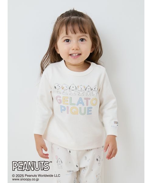gelato pique(ジェラートピケ)の「【PEANUTS PUPPIES】【BABY】ワンポイントロンT(ベビーパジャマ/スリーパー・キッズ・オフホワイト・80)」の6枚目の写真