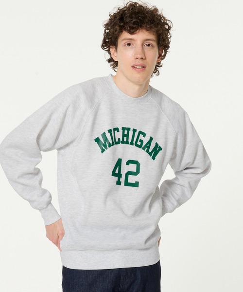 coca（coca）（コカ）の「裏起毛ラグランプリントトレーナー（スウェット・メンズ・チャコール/ライトグレー・XL/M/L）」の3枚目の写真