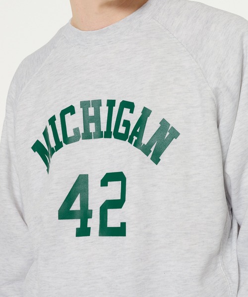 coca（coca）（コカ）の「裏起毛ラグランプリントトレーナー（スウェット・メンズ・チャコール/ライトグレー・XL/M/L）」の7枚目の写真