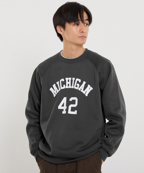 coca（coca）（コカ）の「裏起毛ラグランプリントトレーナー（スウェット・メンズ・チャコール/ライトグレー・XL/M/L）」の12枚目の写真