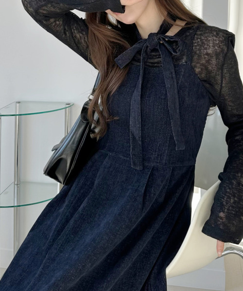 Ada.(エイダ)の「リボン付き キャミ ワンピース(ワンピース・レディース・ブラック/ネイビー/ブラウン・M/L)」の20枚目の写真