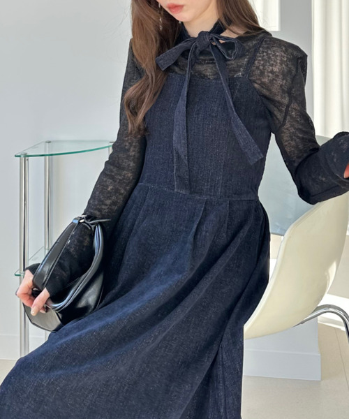 Ada.(エイダ)の「リボン付き キャミ ワンピース(ワンピース・レディース・ブラック/ネイビー/ブラウン・M/L)」の21枚目の写真