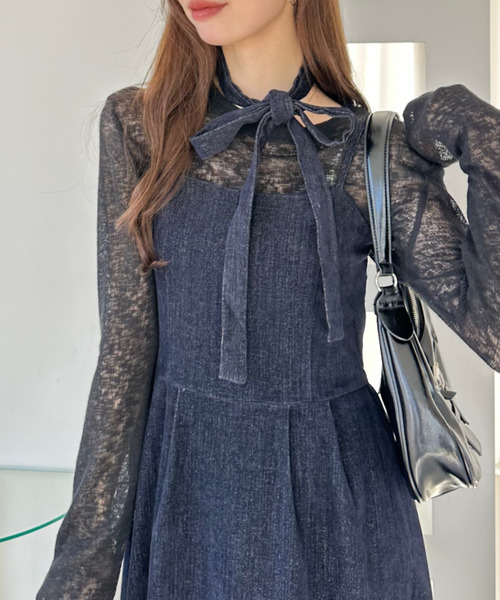 Ada.(エイダ)の「リボン付き キャミ ワンピース(ワンピース・レディース・ブラック/ネイビー/ブラウン・M/L)」の22枚目の写真