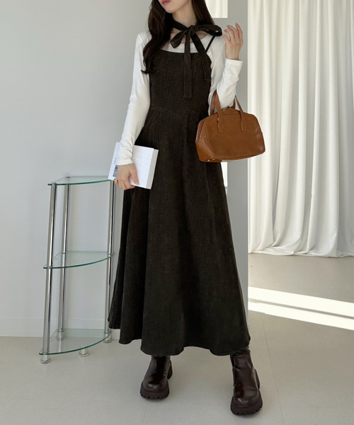 Ada.(エイダ)の「リボン付き キャミ ワンピース(ワンピース・レディース・ブラック/ネイビー/ブラウン・M/L)」の8枚目の写真