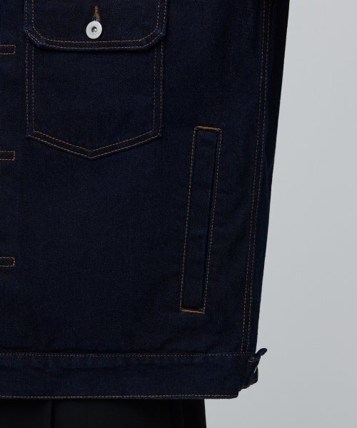 MUSINSA STANDARD（ムシンサスタンダード）の「リラックスデニムトラッカージャケット2。[ディープインディゴ]（デニムジャケット・メンズ・その他・MEDIUM/LARGE/X-LARGE/XX-LARGE）」の7枚目の写真