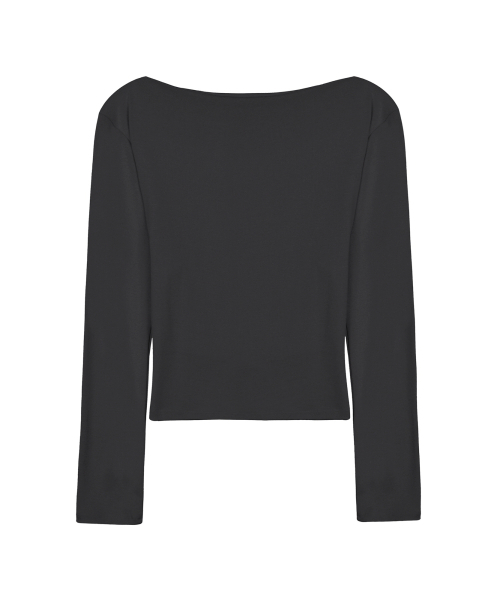 NICK&NICOLE（ニックアンドニコール）の「SHIRRING DRAPE BOAT NECK TOP_CHARCOAL（Tシャツ/カットソー・レディース・その他・FREE）」の5枚目の写真