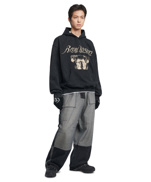 NOMANUAL(NOMANUAL)の「ENGINE GRAPHIC DAMAGED HOODIE - WASHED BLACK(パーカー・レディース・その他・LARGE/X-LARGE/SMALL/MEDIUM)」の3枚目の写真