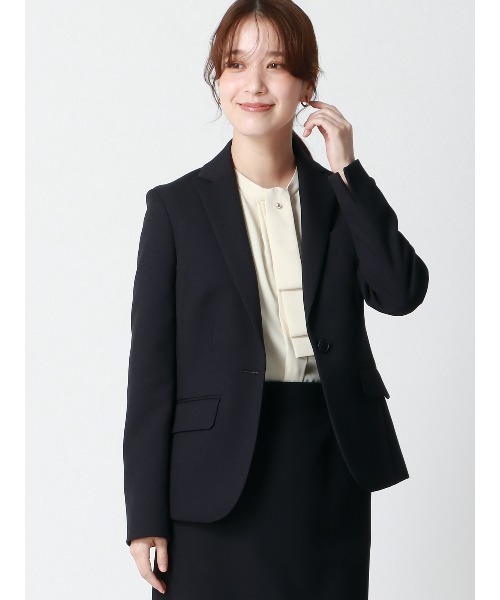 SUIT SQUARE(スーツスクエア)の「ジャケット ウォッシャブル ストレッチ 防シワ ウールライクポリエステル 無地(テーラードジャケット・レディース・パープル・42(13号)/40(11号)/38(9号)/36(7号))」の1枚目の写真