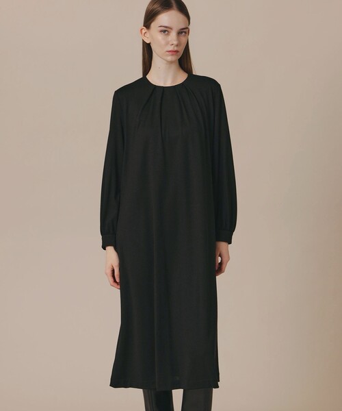 MACKINTOSH LONDON（マッキントッシュ ロンドン）の「ウールプレーティングワンピース（ワンピース・レディース・ベージュ/ブラック・38）」の2枚目の写真