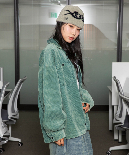 XTS032 ダイスヴィンテージウォッシングコーデュロイシャツ（グリーン）