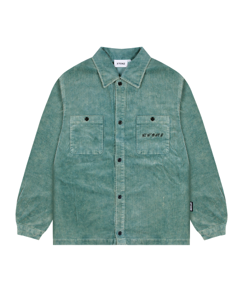 XTS032 ダイスヴィンテージウォッシングコーデュロイシャツ（グリーン）