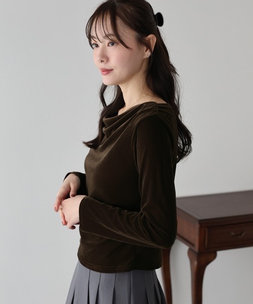 BLUEEAST(ブルーイースト)の「ベロアドレープネックトップス(Tシャツ/カットソー・レディース・ブラウン/ボルドー/モカ・MEDIUM)」の19枚目の写真