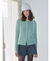 Ribbed Round Cardigan, Mint