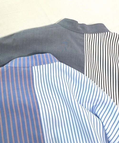 Q（キュー）の「ミックスストライプシャツ（シャツ/ブラウス・レディース・グレイッシュブルー/ブルー系・MEDIUM）」の12枚目の写真