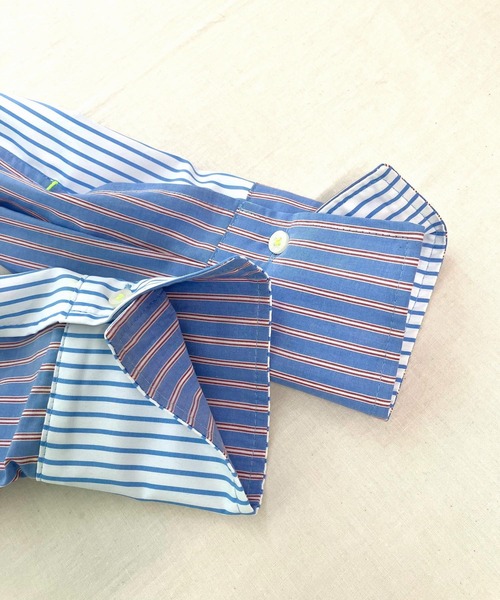 Q（キュー）の「ミックスストライプシャツ（シャツ/ブラウス・レディース・グレイッシュブルー/ブルー系・MEDIUM）」の14枚目の写真