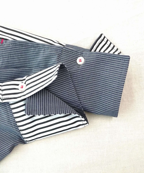 Q（キュー）の「ミックスストライプシャツ（シャツ/ブラウス・レディース・グレイッシュブルー/ブルー系・MEDIUM）」の15枚目の写真