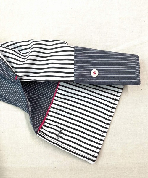 Q（キュー）の「ミックスストライプシャツ（シャツ/ブラウス・レディース・グレイッシュブルー/ブルー系・MEDIUM）」の18枚目の写真