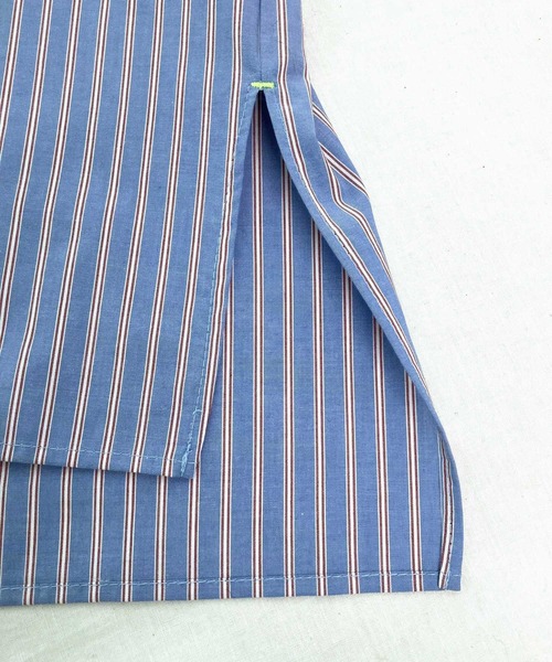 Q（キュー）の「ミックスストライプシャツ（シャツ/ブラウス・レディース・グレイッシュブルー/ブルー系・MEDIUM）」の19枚目の写真