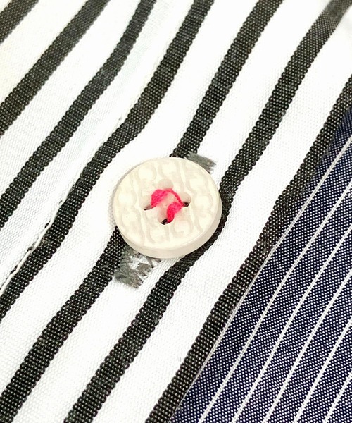 Q（キュー）の「ミックスストライプシャツ（シャツ/ブラウス・レディース・グレイッシュブルー/ブルー系・MEDIUM）」の21枚目の写真