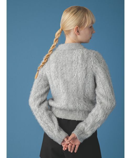 リボンデザインアランポロニットトップス（ニット/セーター）｜FURFUR