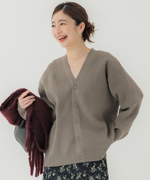 coca(coca)(コカ)の「ポリウーリー畦編みカーディガン(カーディガン/ボレロ・メンズ・ブラック/グレイッシュベージュ・L/M/XL)」の2枚目の写真