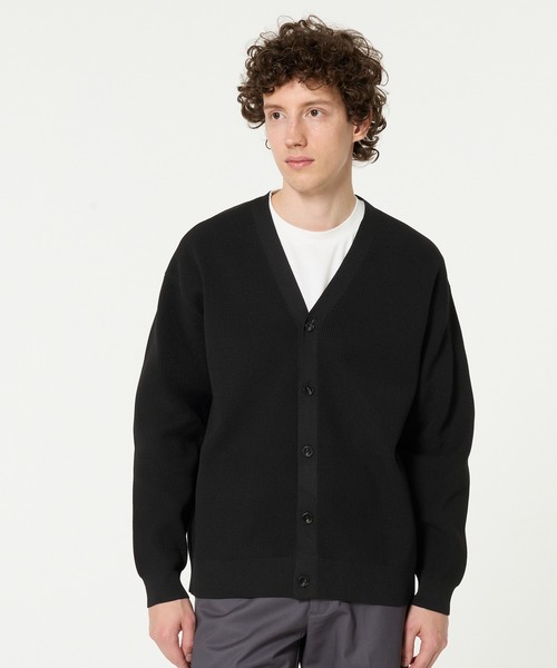 coca(coca)(コカ)の「ポリウーリー畦編みカーディガン(カーディガン/ボレロ・メンズ・ブラック/グレイッシュベージュ・L/M/XL)」の6枚目の写真