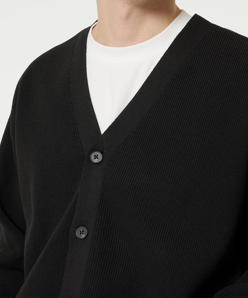 coca(coca)(コカ)の「ポリウーリー畦編みカーディガン(カーディガン/ボレロ・メンズ・ブラック/グレイッシュベージュ・L/M/XL)」の8枚目の写真