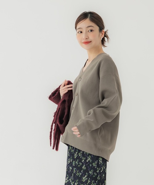 coca(coca)(コカ)の「ポリウーリー畦編みカーディガン(カーディガン/ボレロ・メンズ・ブラック/グレイッシュベージュ・L/M/XL)」の10枚目の写真