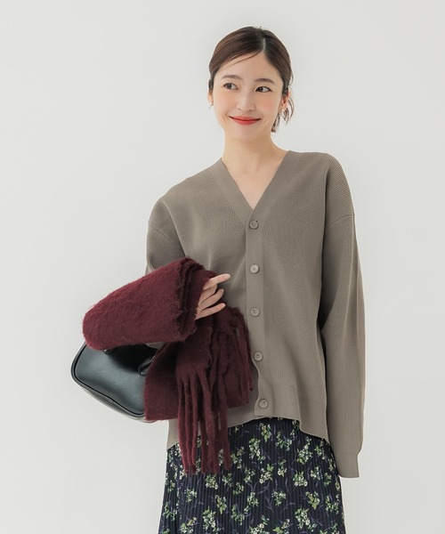 coca(coca)(コカ)の「ポリウーリー畦編みカーディガン(カーディガン/ボレロ・メンズ・ブラック/グレイッシュベージュ・L/M/XL)」の12枚目の写真