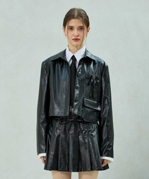MOLLY LEATHER CROP JACKET / BLACK