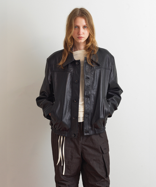 AOPT(アオプト)の「LEATHER BLOUSON JACKET - BLACK(ライダースジャケット・レディース・その他・SMALL/MEDIUM)」の1枚目の写真