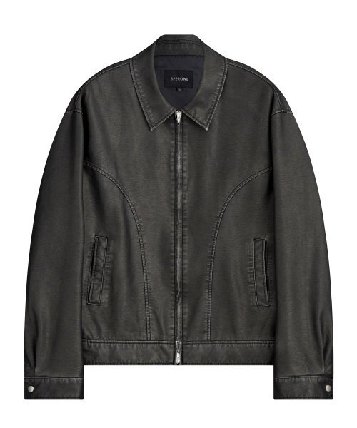 SPERONE(スペロネ)の「オーバーサイズカーブドブルゾンジャケット(ブラック)(ライダースジャケット・メンズ・その他・MEDIUM/LARGE/X-LARGE)」の2枚目の写真