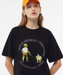 Dog Walker Printed Loose-fit Tee (Black)