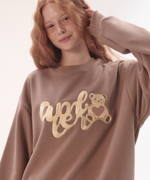 ambler(エムブラー)の「ハートベア刺繍スウェットTシャツ AMM1306 (モカ)(スウェット・レディース・その他・SMALL/LARGE)」の2枚目の写真