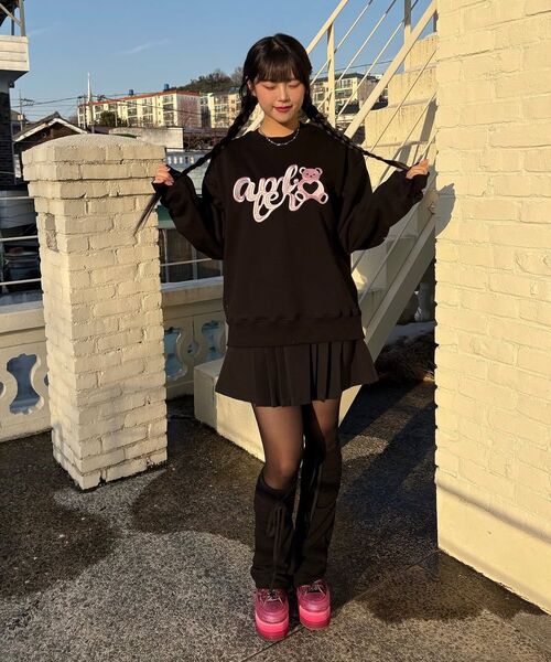 ambler(エムブラー)の「ハートベア刺繍スウェットTシャツ AMM1306 (モカ)(スウェット・レディース・その他・SMALL/LARGE)」の4枚目の写真