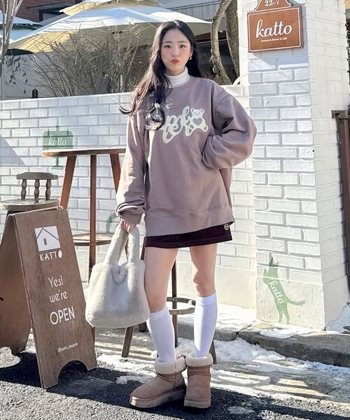 ambler(エムブラー)の「ハートベア刺繍スウェットTシャツ AMM1306 (モカ)(スウェット・レディース・その他・SMALL/LARGE)」の11枚目の写真