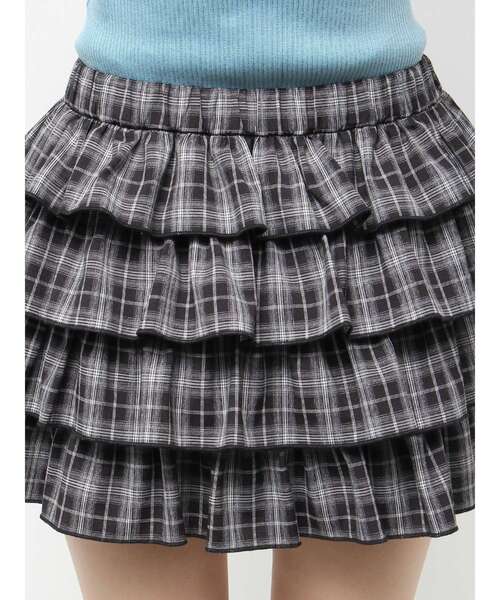 EVRIS（エヴリス）の「フリルチェックミニスカート（スカート・レディース・ネイビー/ブラック/レッド・FREE）」の5枚目の写真