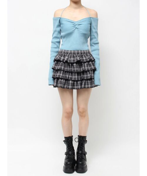 EVRIS（エヴリス）の「フリルチェックミニスカート（スカート・レディース・ネイビー/ブラック/レッド・FREE）」の9枚目の写真